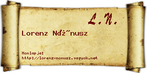 Lorenz Nónusz névjegykártya
